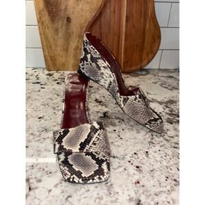 STAUD Snake Print Wedge Mules Heel Billie Wedoe Sandal Size 40 Preowned Y2K
